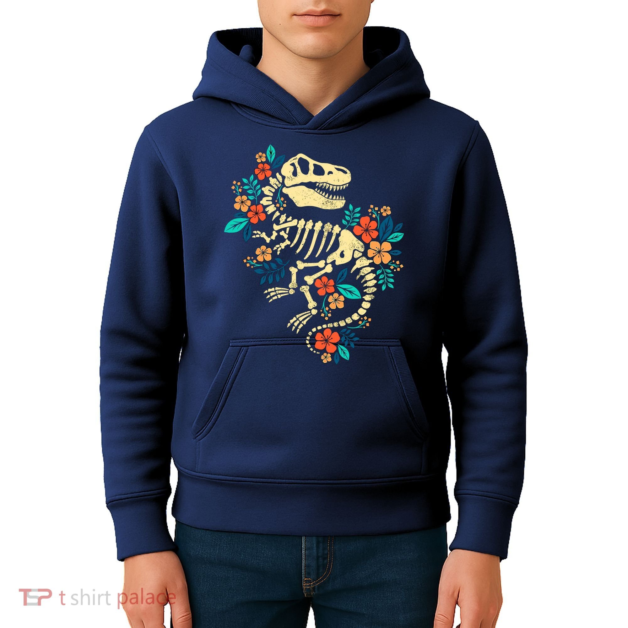 Trex Skeleton Dino Bones Paleontologist Fossil Dinosaur Kids Hoodie