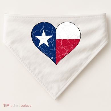 Texas Strong Distressed Heart USA-Made Doggie Bandana