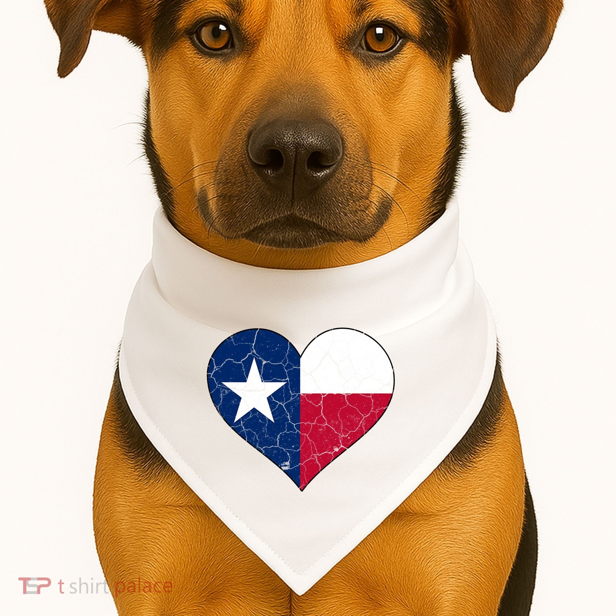 Texas Strong Distressed Heart USA-Made Doggie Bandana