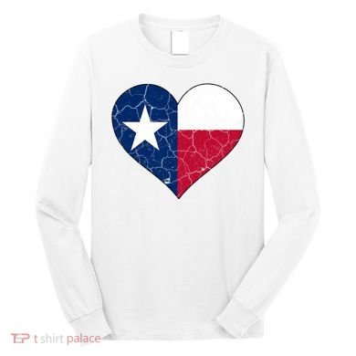 Texas Strong Distressed Heart Long Sleeve Shirt