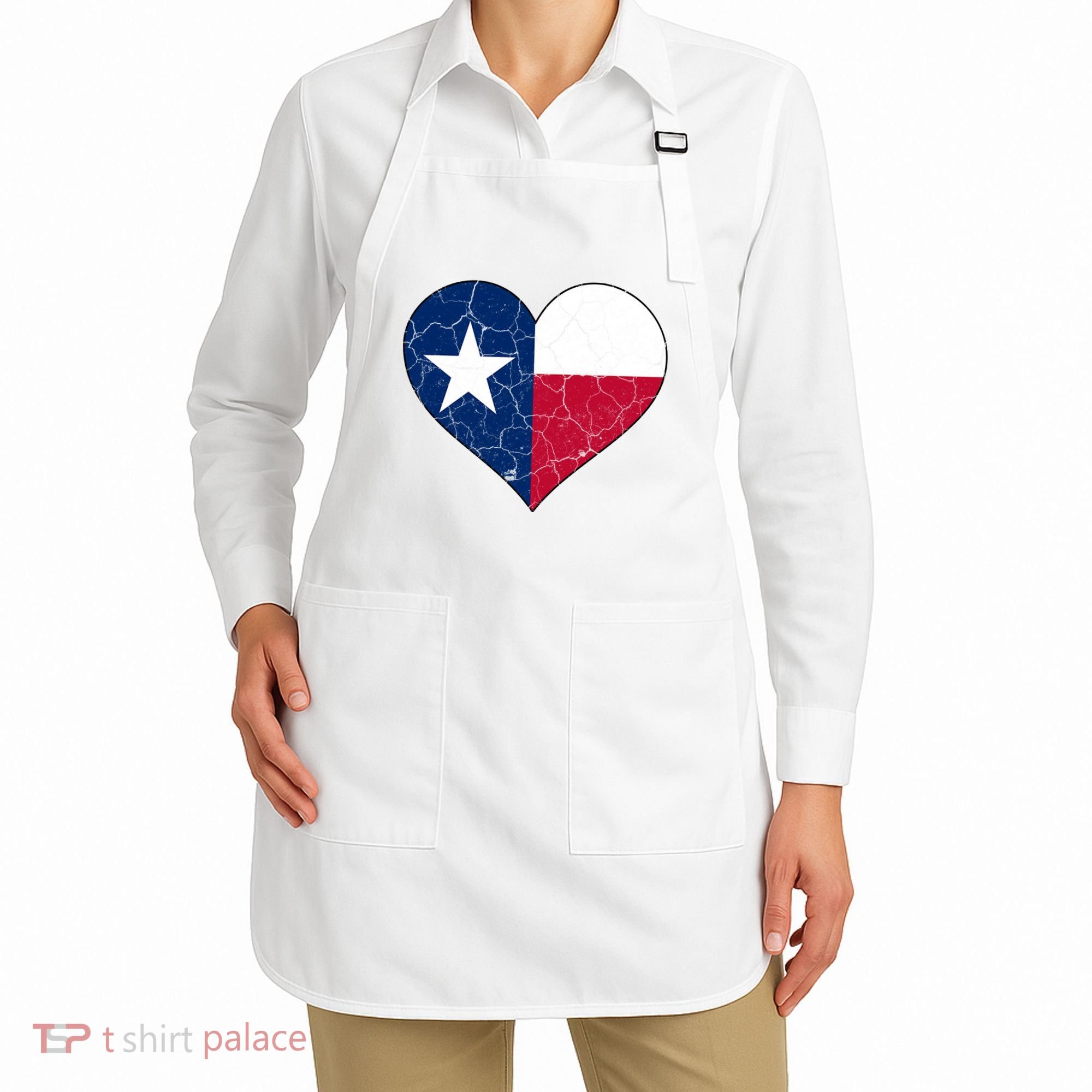 Texas Strong Distressed Heart Apron