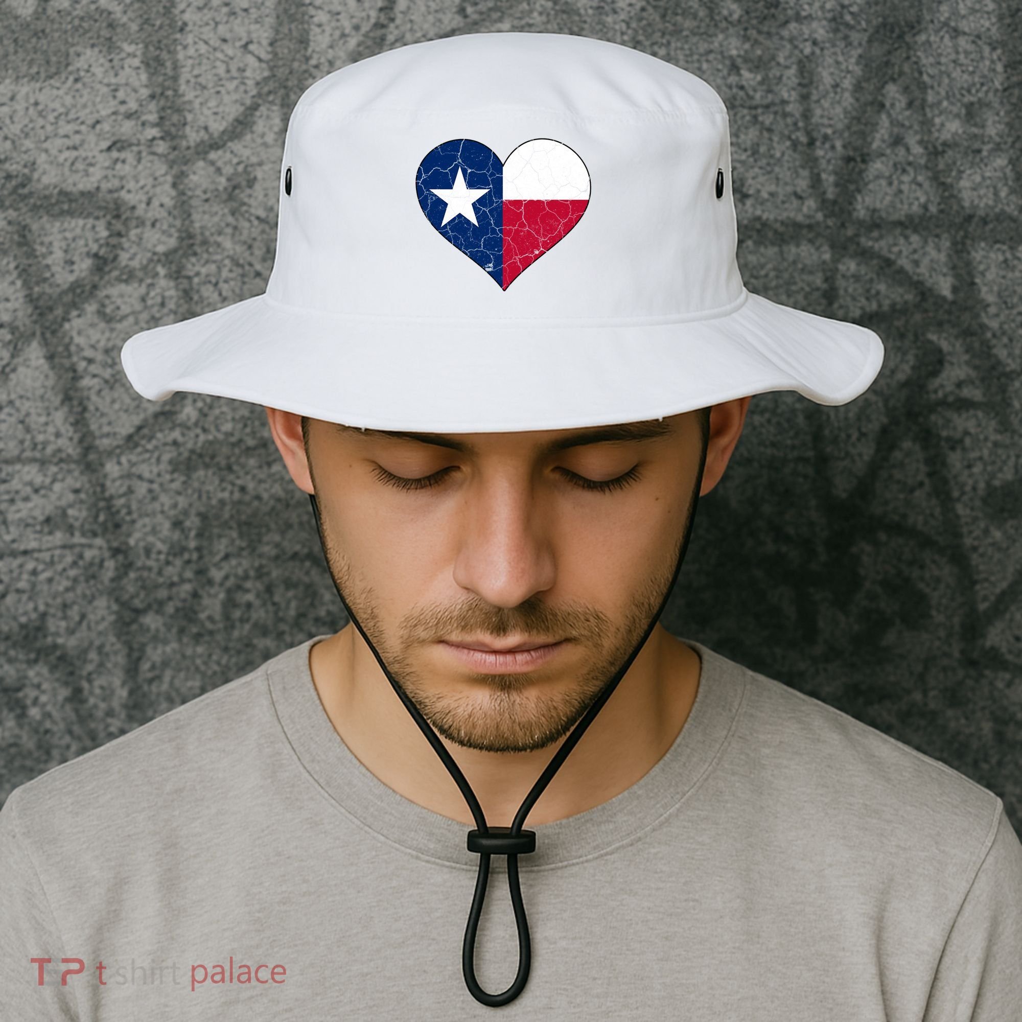 Texas Strong Distressed Heart Bucket Hat