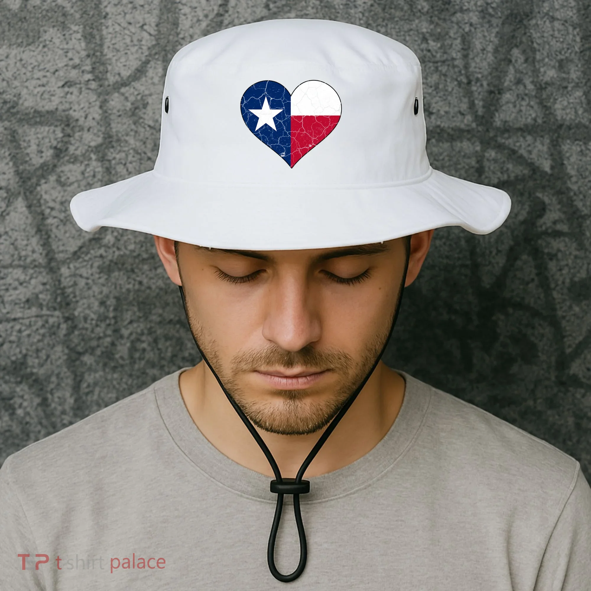 Texas Strong Distressed Heart Bucket Hat