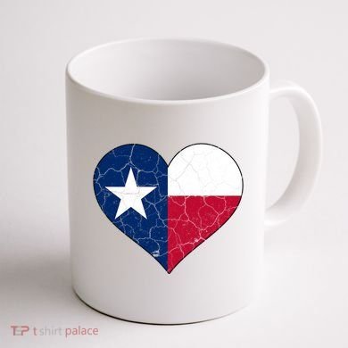 Texas Strong Distressed Heart Coffee Mug back