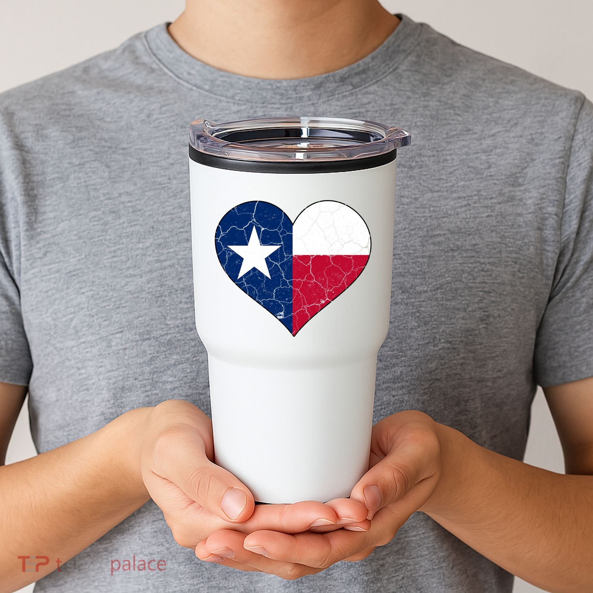 Texas Strong Distressed Heart Tumbler