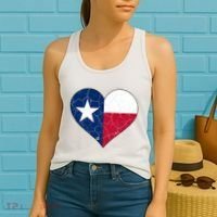 Texas Strong Distressed Heart Women's Tank Top thumb 2