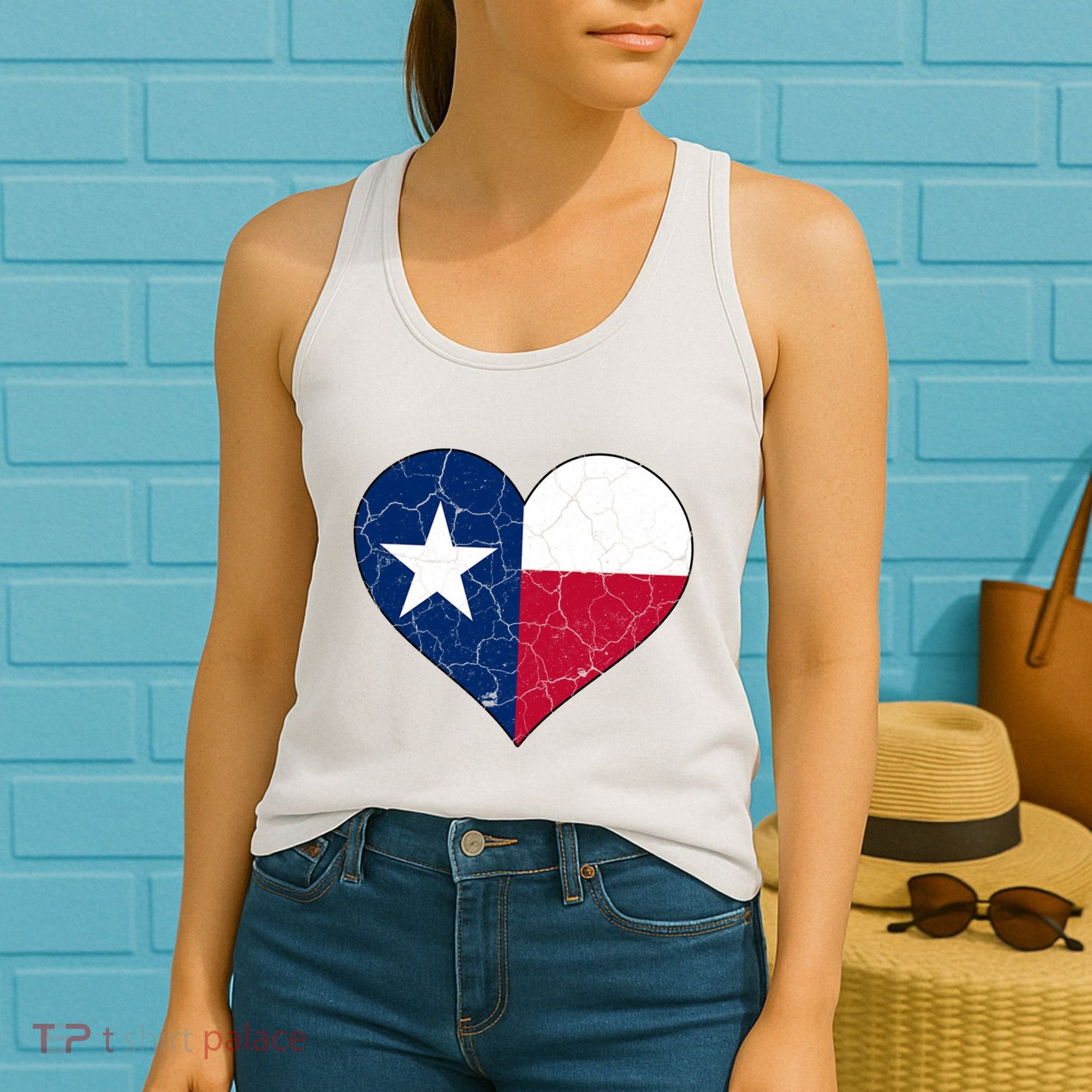 Texas Strong Distressed Heart Women's Tank Top