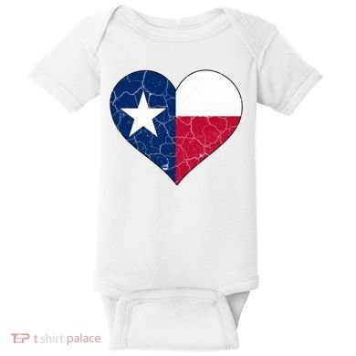 Texas Strong Distressed Heart Baby Bodysuit