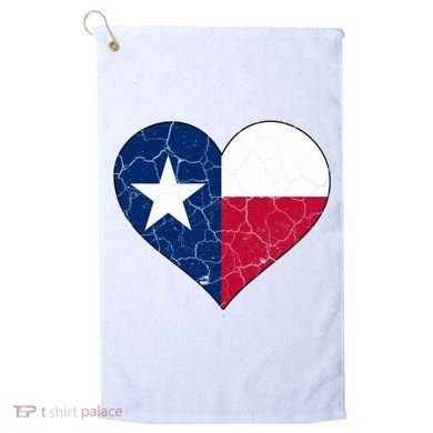 Texas Strong Distressed Heart Golf Towel
