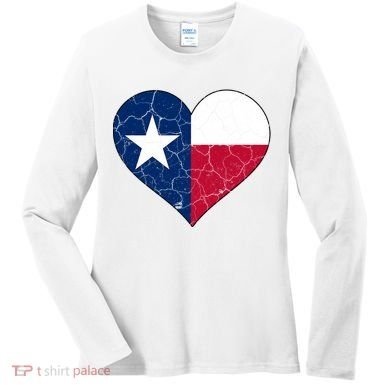 Texas Strong Distressed Heart Women's Long Sleeve Shirt