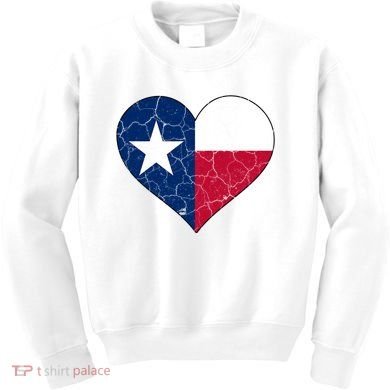 Texas Strong Distressed Heart Kids Sweatshirt