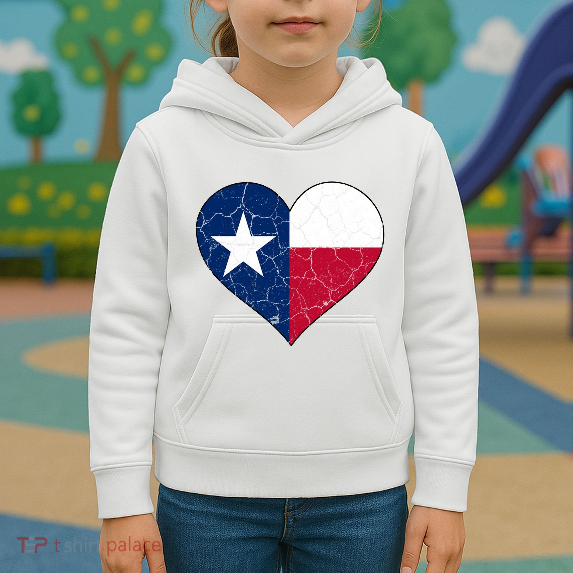 Texas Strong Distressed Heart Kids Hoodie