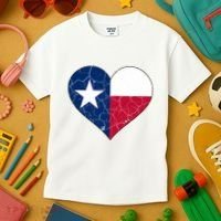 Texas Strong Distressed Heart Kids T-Shirt thumb 3