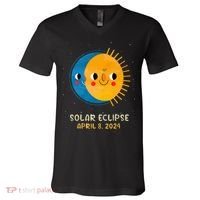 Total Solar Eclipse 2024 Cute Solar Eclipse V-Neck T-Shirt thumb 0