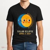 Total Solar Eclipse 2024 Cute Solar Eclipse V-Neck T-Shirt thumb 2