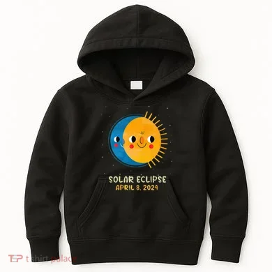 Total Solar Eclipse 2024 Cute Solar Eclipse Kids Hoodie