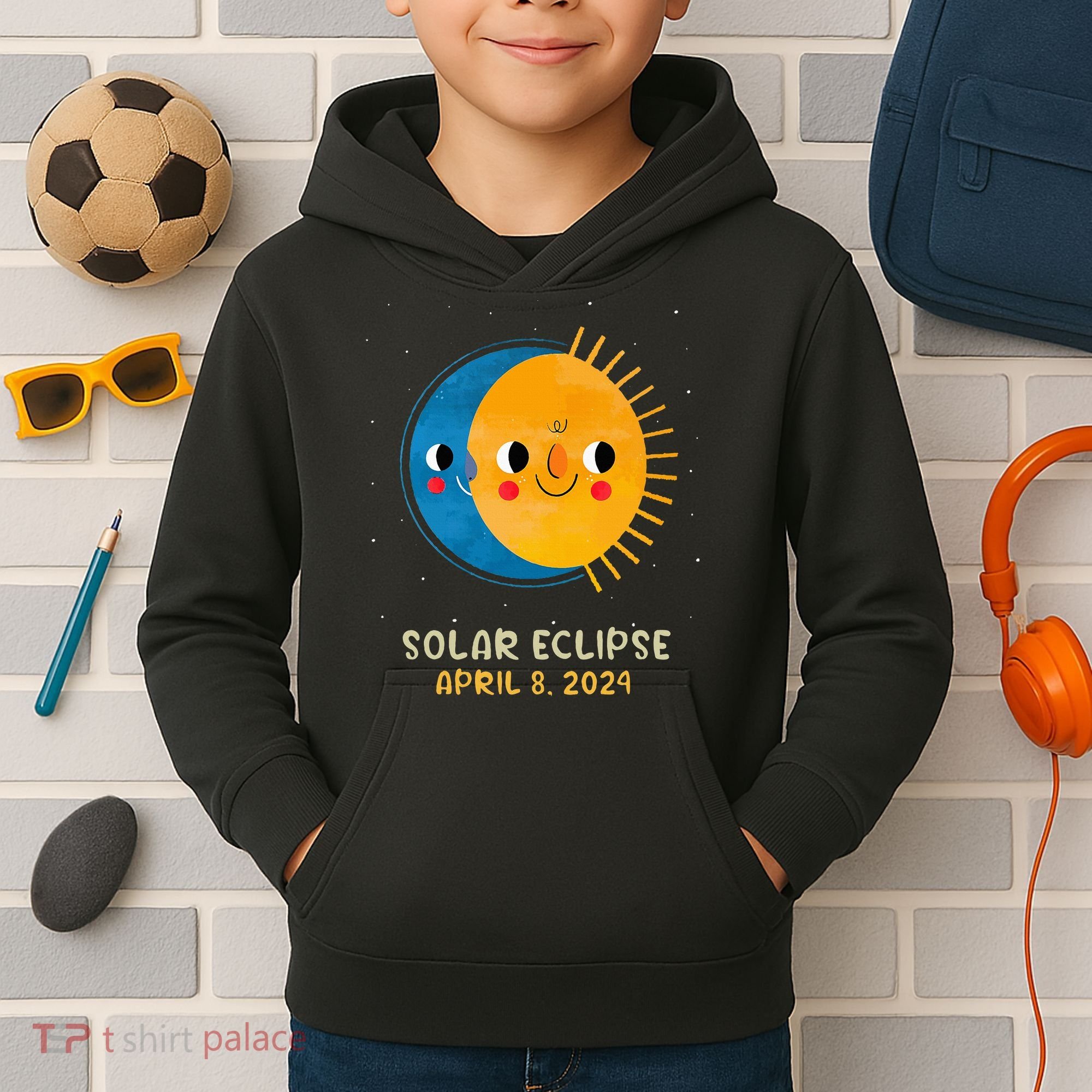 Total Solar Eclipse 2024 Cute Solar Eclipse Kids Hoodie