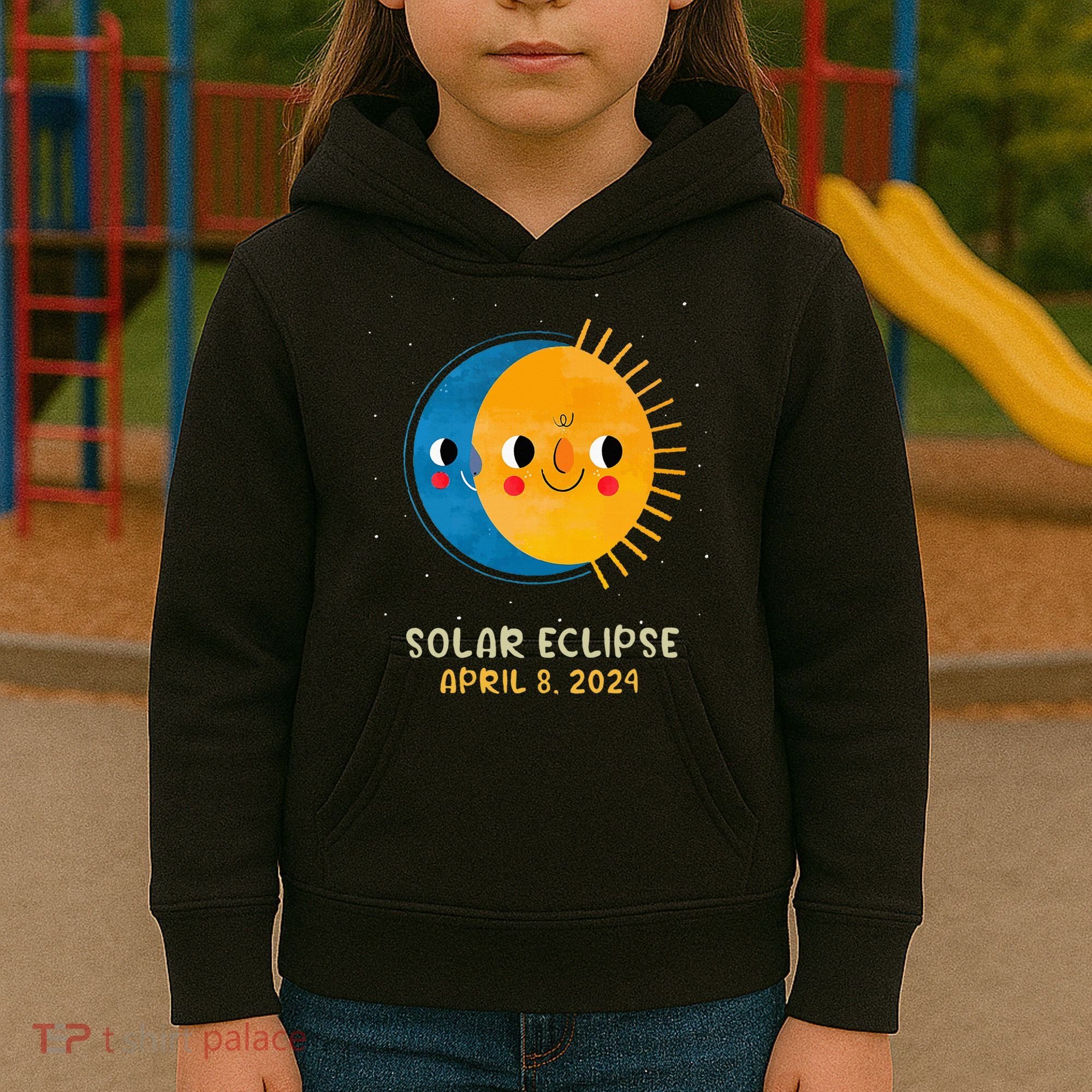 Total Solar Eclipse 2024 Cute Solar Eclipse Kids Hoodie