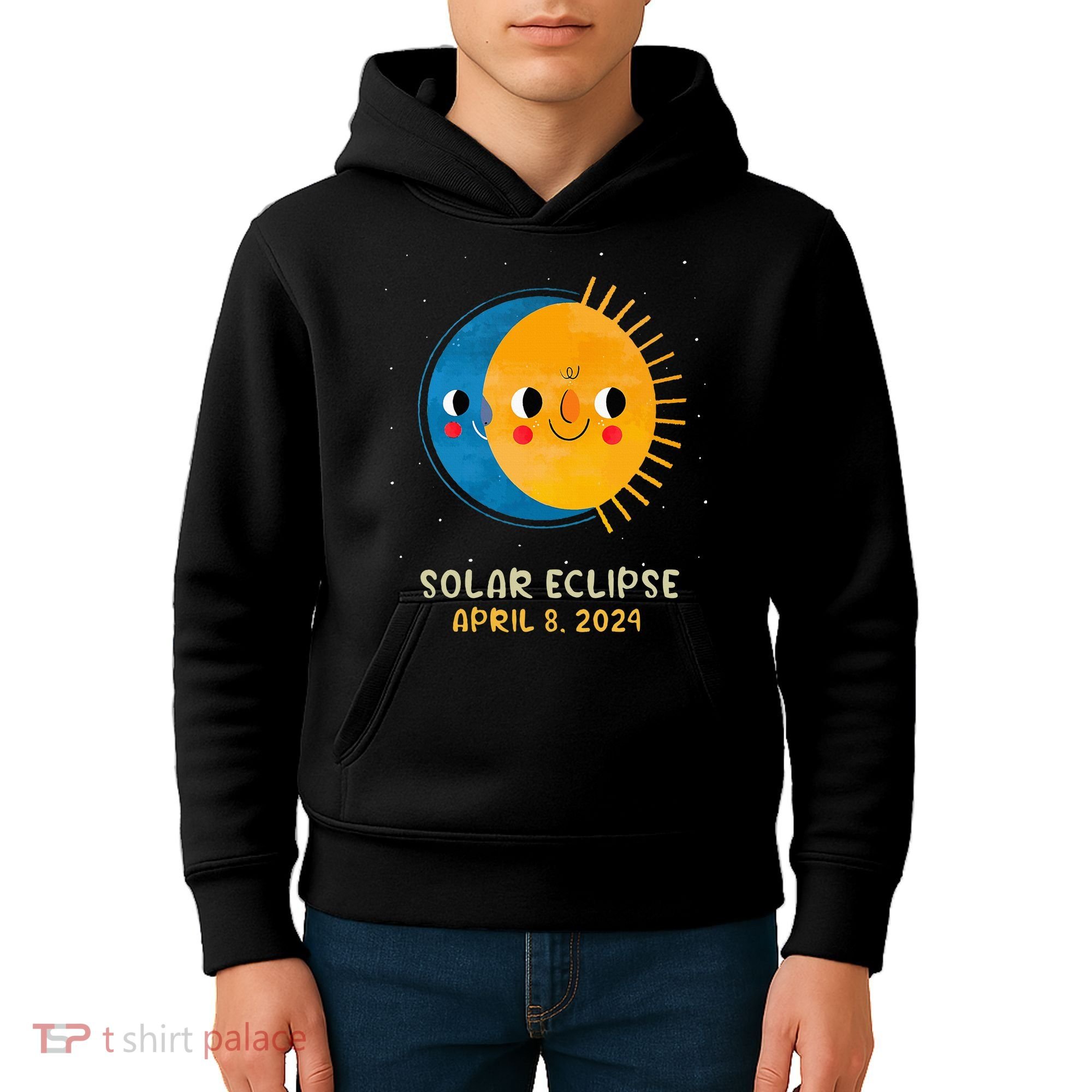 Total Solar Eclipse 2024 Cute Solar Eclipse Kids Hoodie
