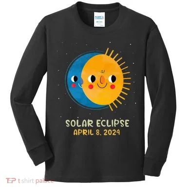 Total Solar Eclipse 2024 Cute Solar Eclipse Kids Long Sleeve Shirt