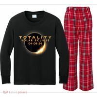 Total Solar Eclipse 04.08.2024 Totality Kids Long Sleeve Plaid Pajama Set thumb 0