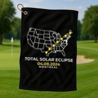 Totality Solar Eclipse Montreal Golf Towel thumb 1