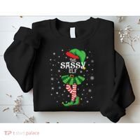 The Sassy Elf Funny Christmas Sweatshirt thumb 2
