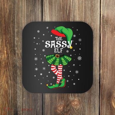 The Sassy Elf Funny Christmas Coaster