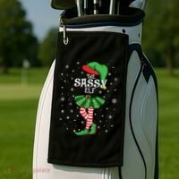 The Sassy Elf Funny Christmas Golf Towel thumb 2
