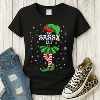 The Sassy Elf Funny Christmas Women's T-Shirt thumb 3