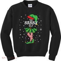 The Sassy Elf Funny Christmas Kids Sweatshirt thumb 0