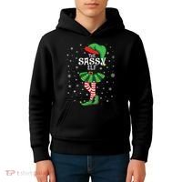 The Sassy Elf Funny Christmas Kids Hoodie thumb 4