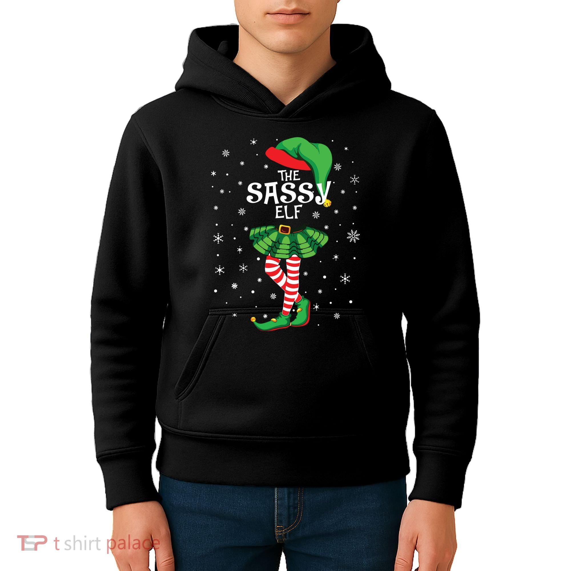 The Sassy Elf Funny Christmas Kids Hoodie