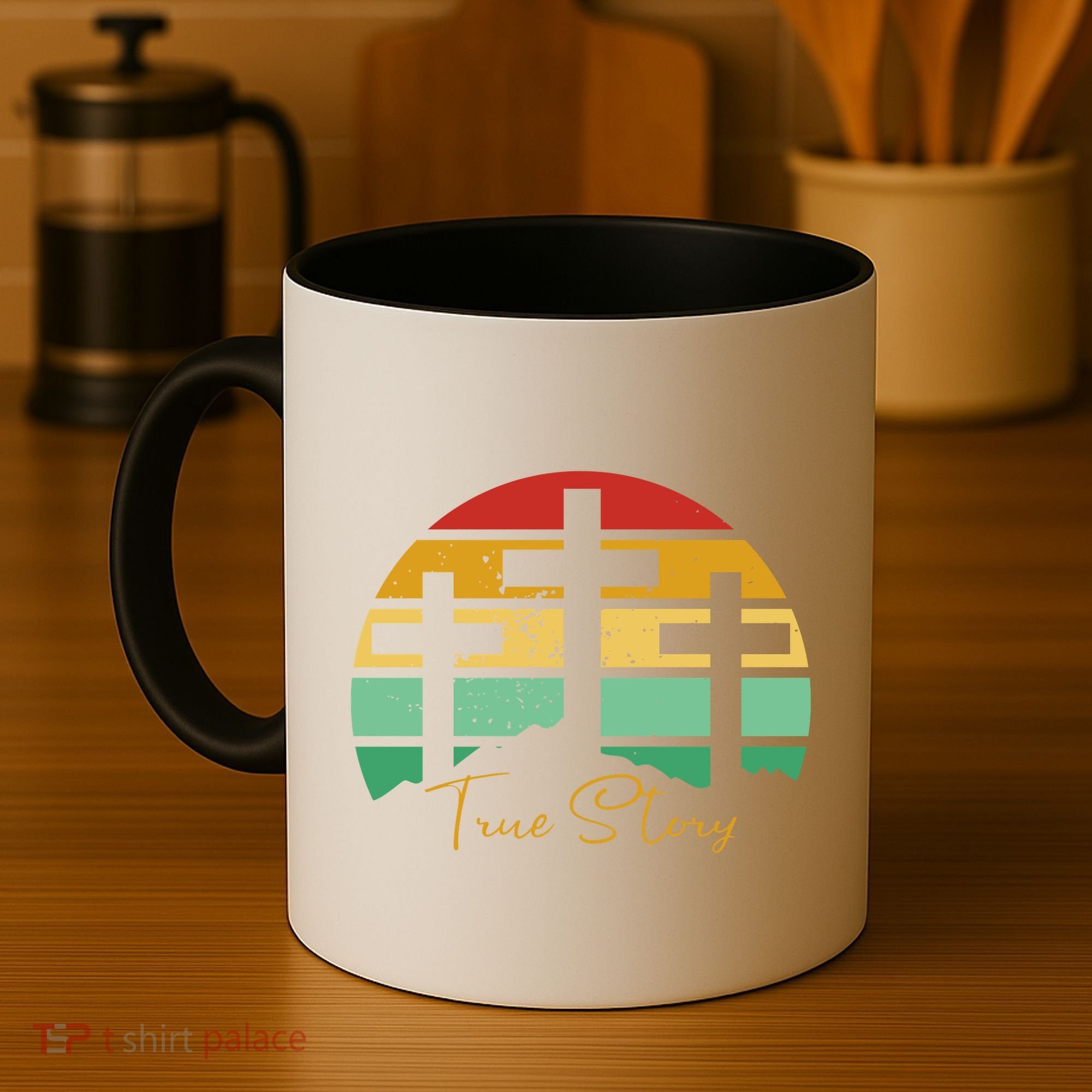 True Story Easter Cross Retro Sunset Coffee Mug