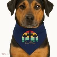 True Story Easter Cross Retro Sunset USA-Made Doggie Bandana thumb 1