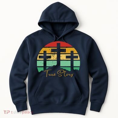 True Story Easter Cross Retro Sunset Hoodie