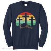 True Story Easter Cross Retro Sunset Sweatshirt thumb 0