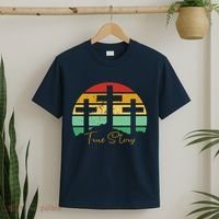 True Story Easter Cross Retro Sunset T-Shirt thumb 2