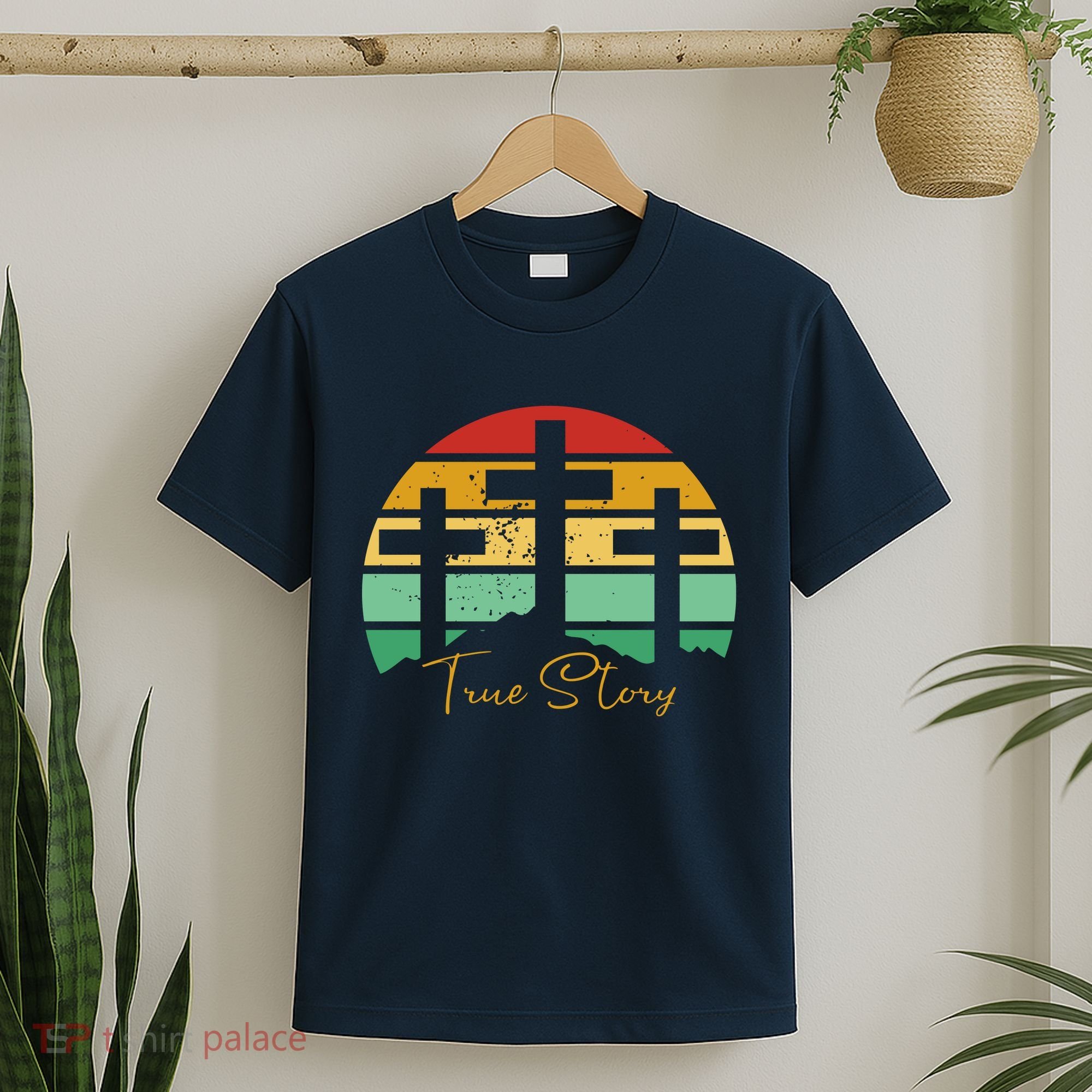 True Story Easter Cross Retro Sunset T-Shirt