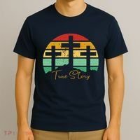 True Story Easter Cross Retro Sunset T-Shirt thumb 3