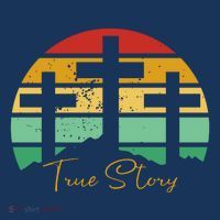 True Story Easter Cross Retro Sunset Coaster thumb 2