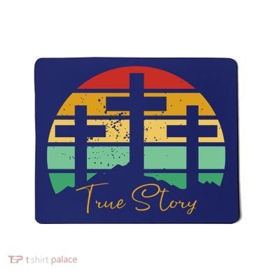 True Story Easter Cross Retro Sunset Mousepad