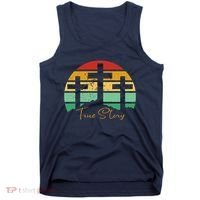True Story Easter Cross Retro Sunset Tank Top thumb 0