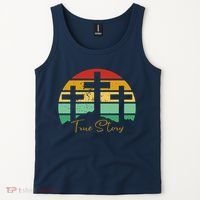 True Story Easter Cross Retro Sunset Tank Top thumb 2