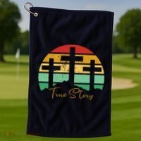 True Story Easter Cross Retro Sunset Golf Towel thumb 1