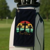 True Story Easter Cross Retro Sunset Golf Towel thumb 2