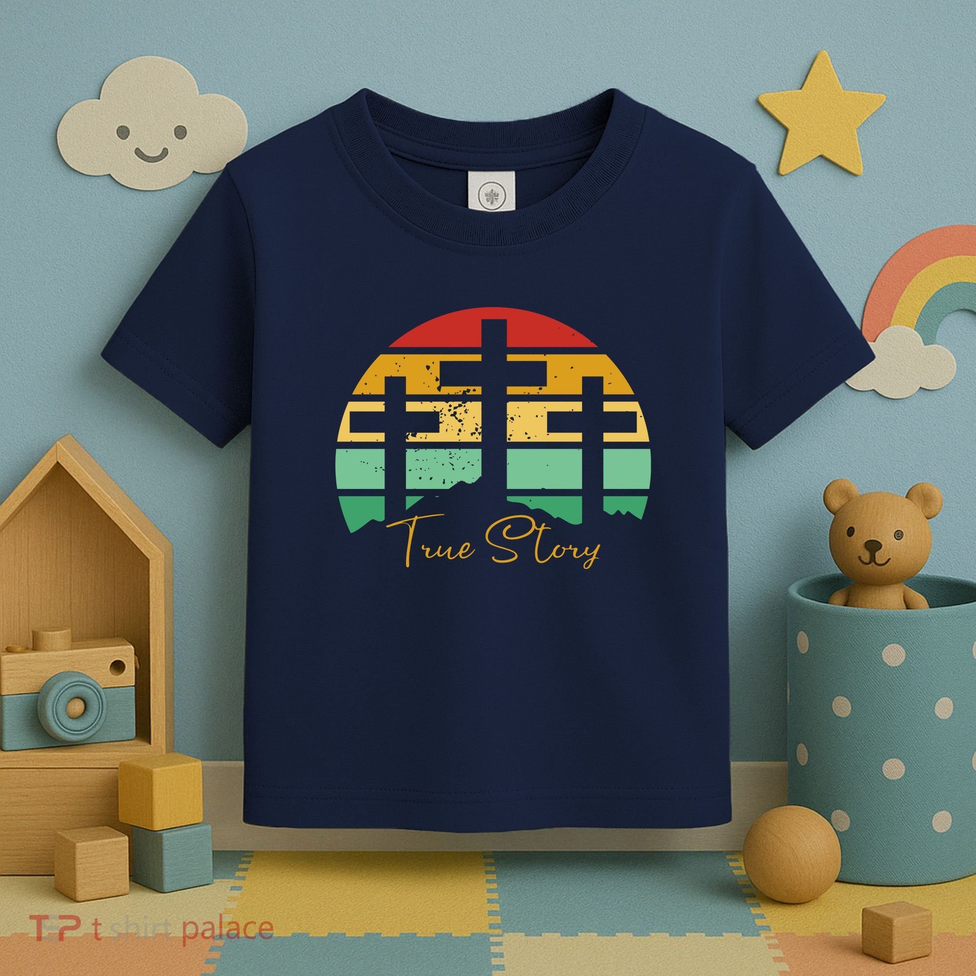 True Story Easter Cross Retro Sunset Toddler T-Shirt