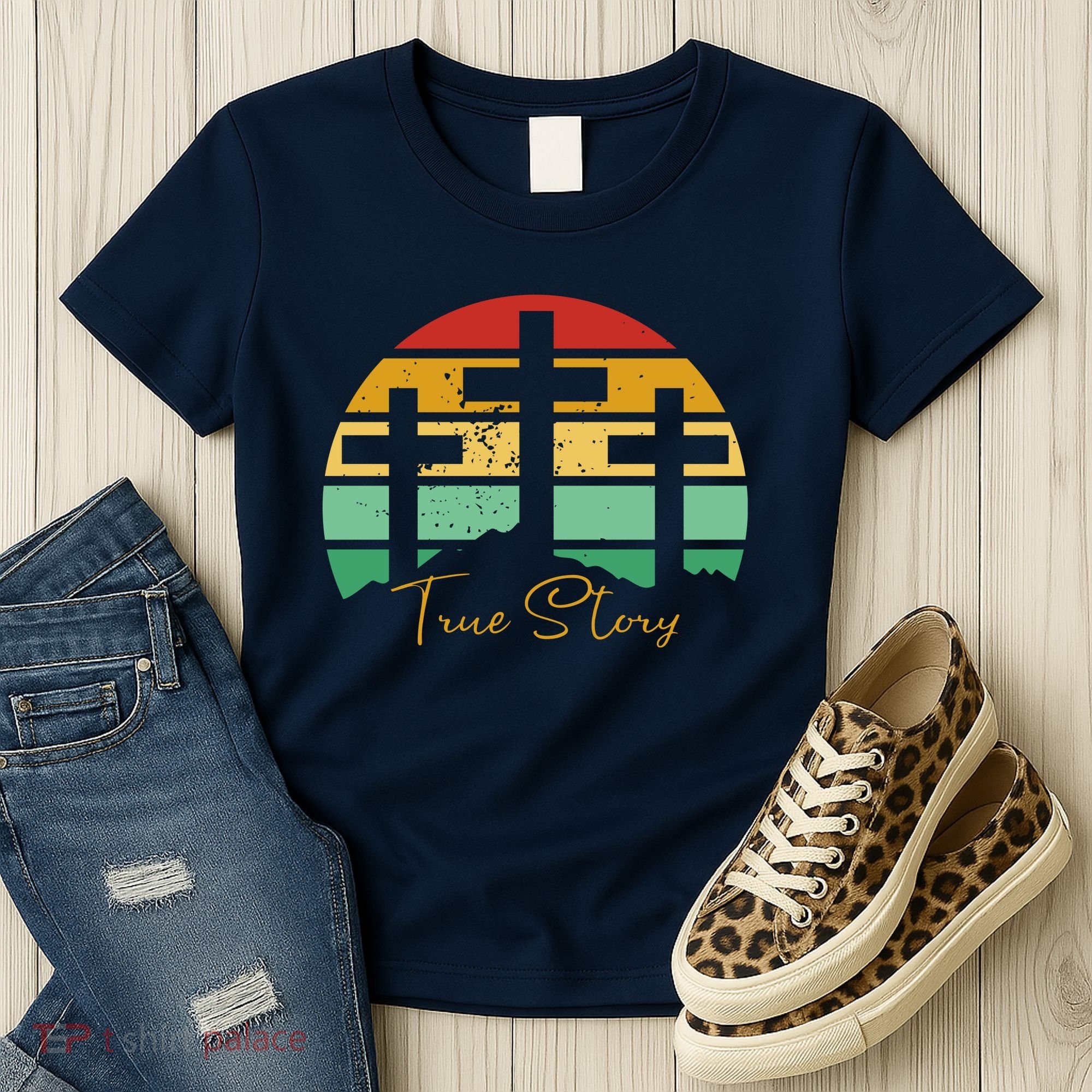 True Story Easter Cross Retro Sunset Women's T-Shirt