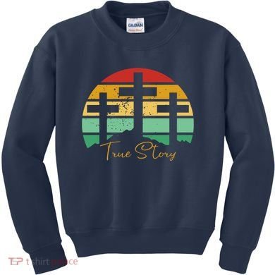 True Story Easter Cross Retro Sunset Kids Sweatshirt