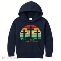 True Story Easter Cross Retro Sunset Kids Hoodie thumb 0